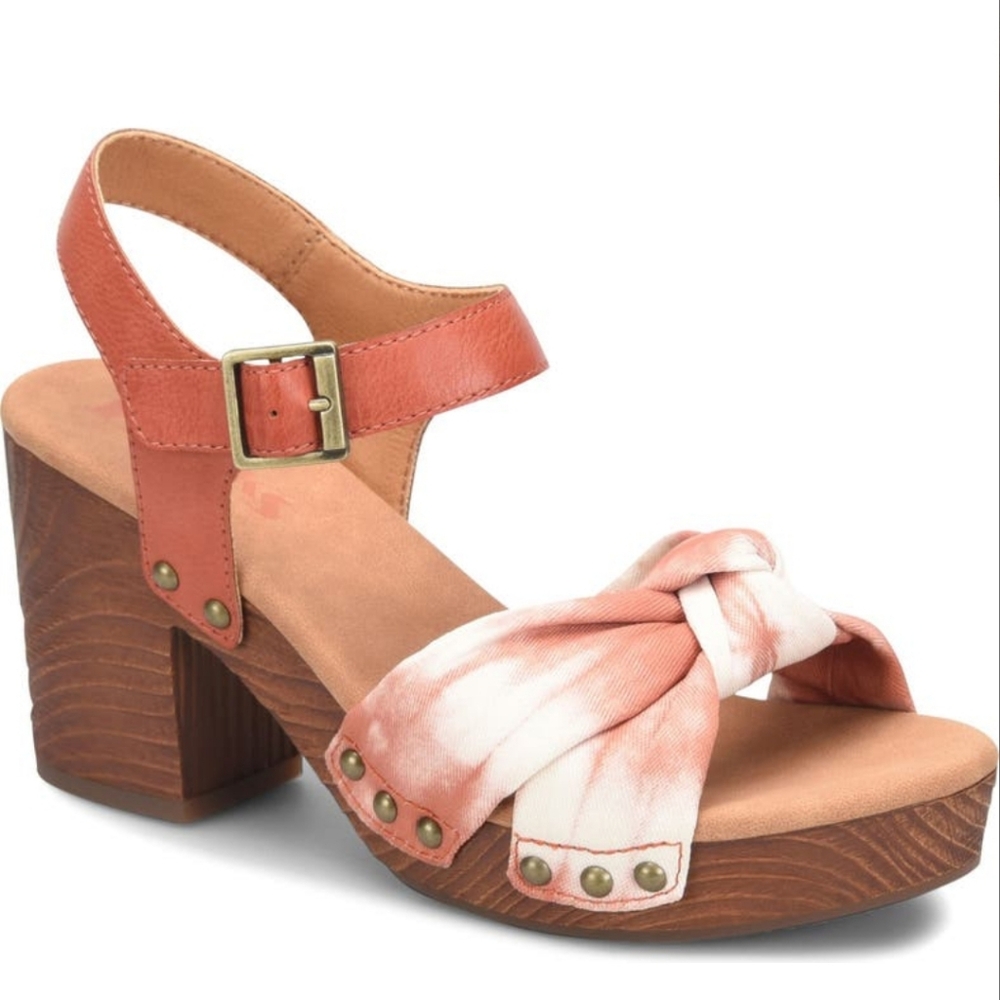 KORKS by KORK-EASE Natalia Knot Platform Block Heel Sandals Red Tie Dye Women's - Picture 3 of 16
